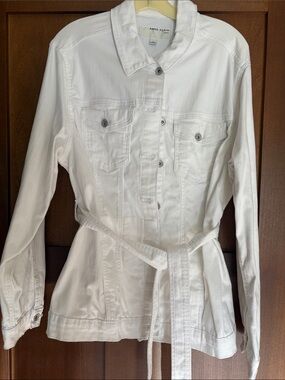 Anne Klein White Belted Denim Jacket